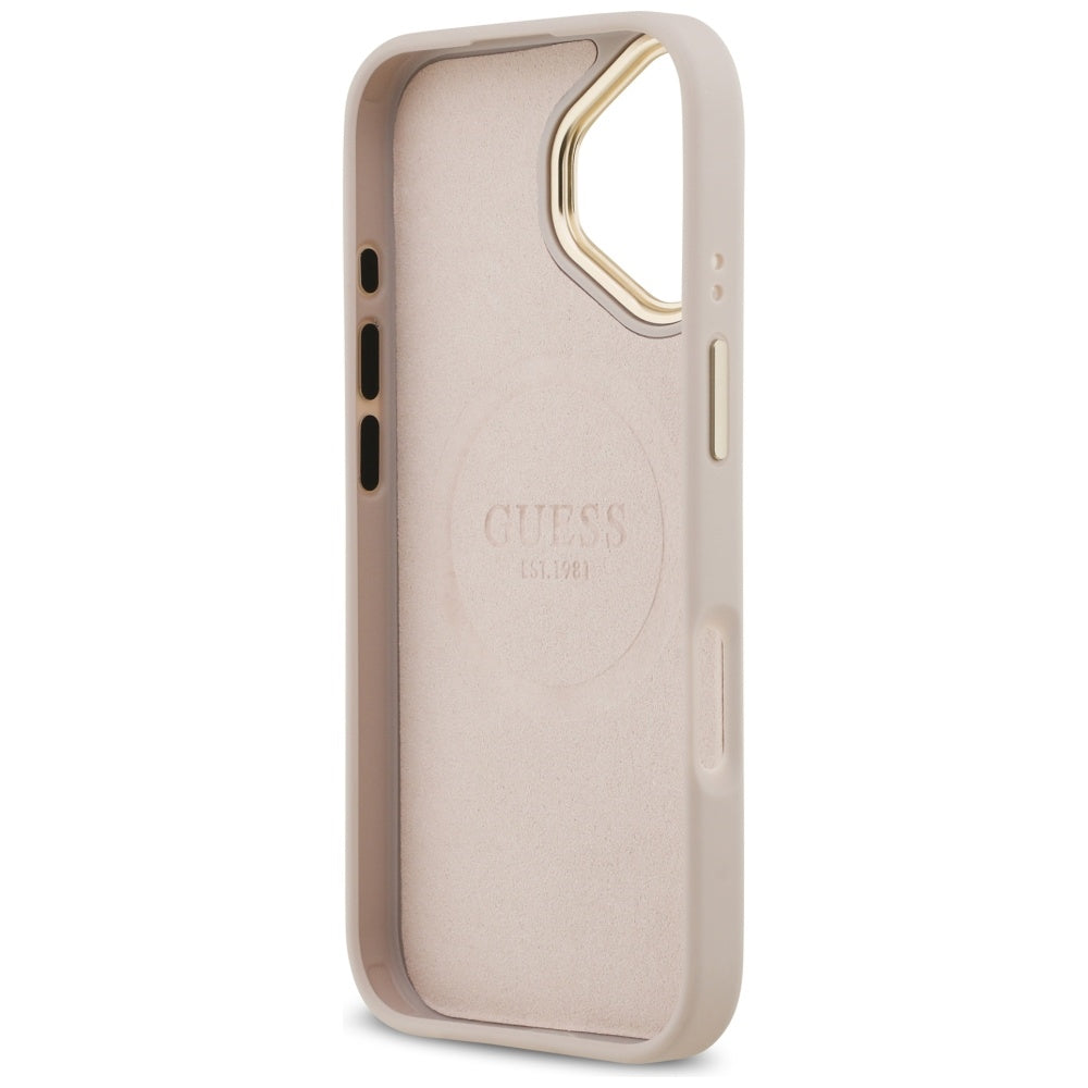 Etui MagSafe dla Apple iPhone 17, Guess, 4G Logo Plate, Różowy