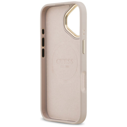 Etui MagSafe dla Apple iPhone 17, Guess, 4G Logo Plate, Różowy