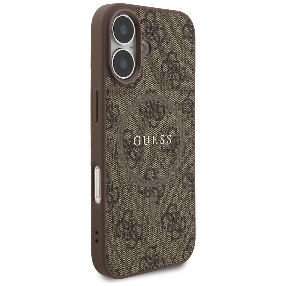 Etui MagSafe dla Apple iPhone 17, Guess, 4G Ring Classic Logo, Brązowy