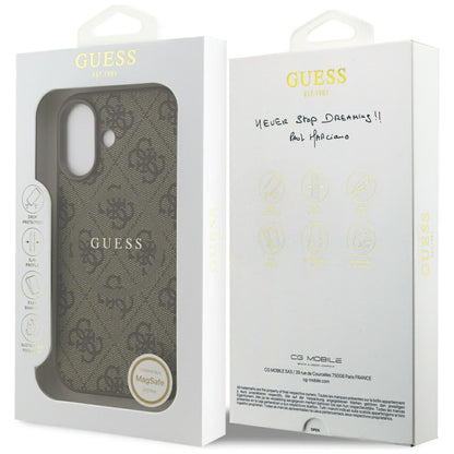 Etui MagSafe dla Apple iPhone 17, Guess, 4G Ring Classic Logo, Brązowy