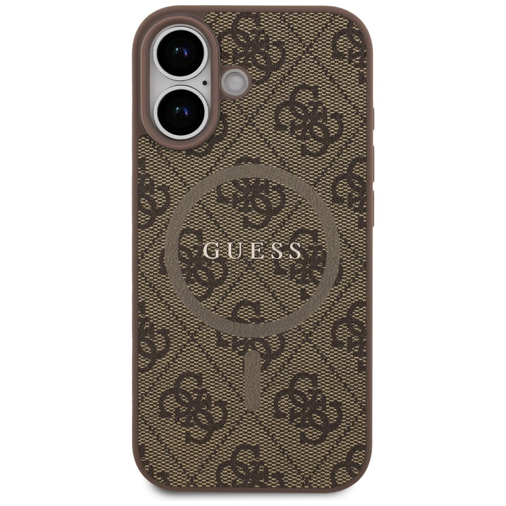 Etui MagSafe dla Apple iPhone 17, Guess, 4G Ring Classic Logo, Brązowy