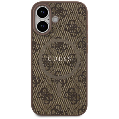Etui MagSafe dla Apple iPhone 17, Guess, 4G Ring Classic Logo, Brązowy
