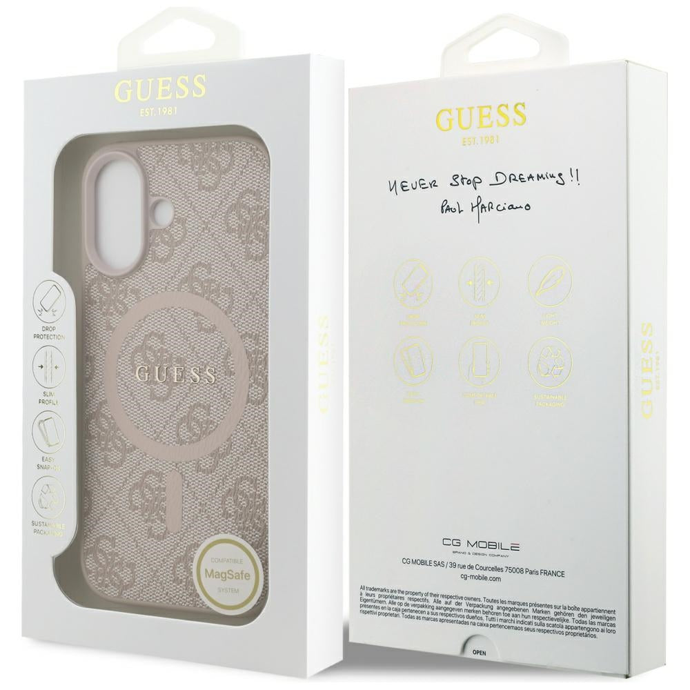 Etui MagSafe dla Apple iPhone 17, Guess, 4G Ring Classic Logo, Różowy