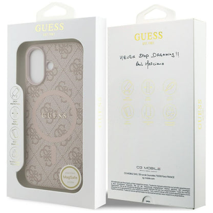 Etui MagSafe dla Apple iPhone 17, Guess, 4G Ring Classic Logo, Różowy