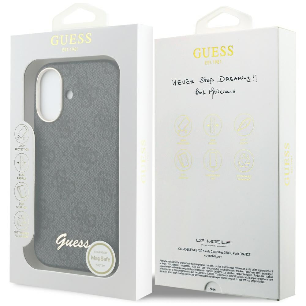 Etui MagSafe dla Apple iPhone 17, Guess, 4G Script Logo, Czarne