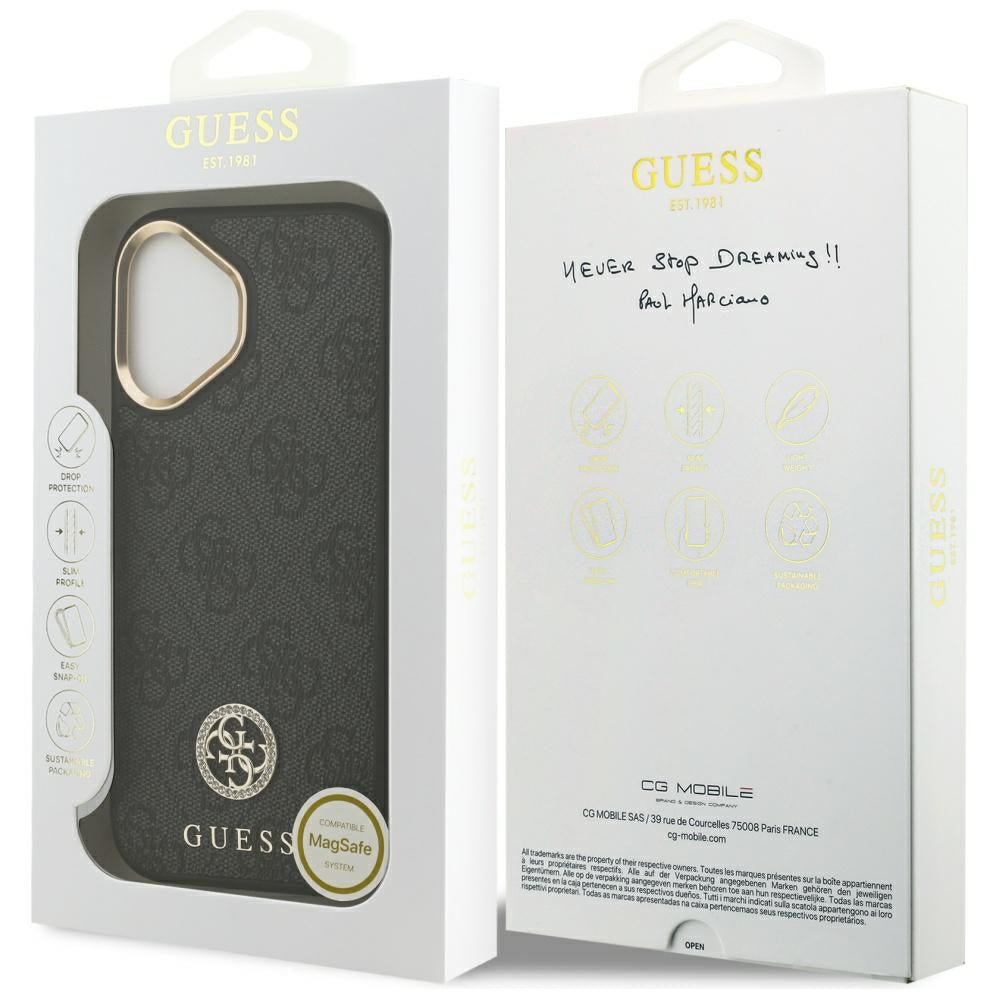 Etui MagSafe dla Apple iPhone 17, Guess, 4G Strass Logo, Czarne