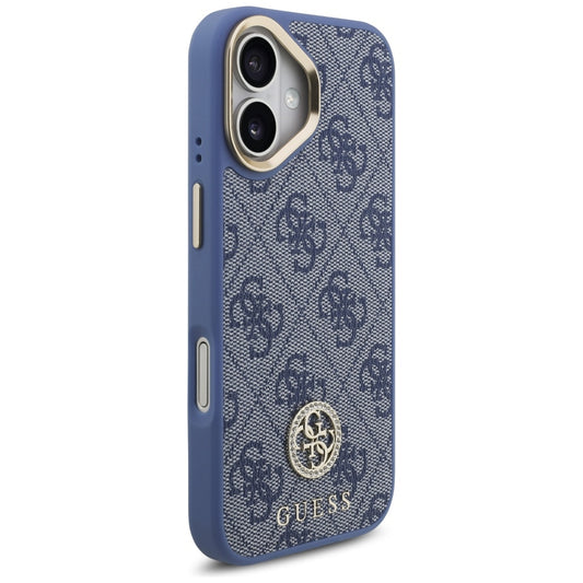 Etui MagSafe dla Apple iPhone 17, Guess, 4G Strass Logo with Big Strap, Niebieskie