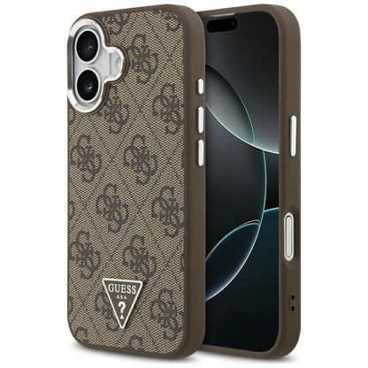 Etui MagSafe dla Apple iPhone 17, Guess, 4G Triangle Logo, Brązowo-Srebrne