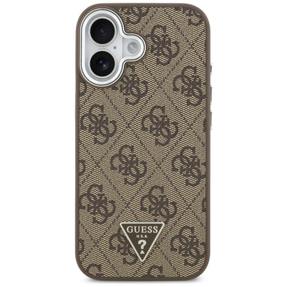 Etui MagSafe dla Apple iPhone 17, Guess, 4G Triangle Logo, Brązowo-Srebrne