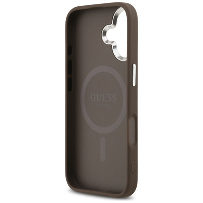 Etui MagSafe dla Apple iPhone 17, Guess, 4G Triangle Logo, Brązowo-Srebrne