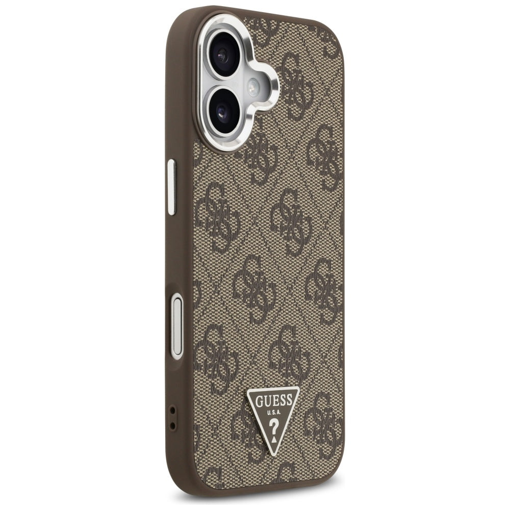Etui MagSafe dla Apple iPhone 17, Guess, 4G Triangle Logo, Brązowo-Srebrne