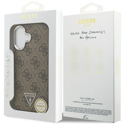 Etui MagSafe dla Apple iPhone 17, Guess, 4G Triangle Logo, Brązowo-Srebrne
