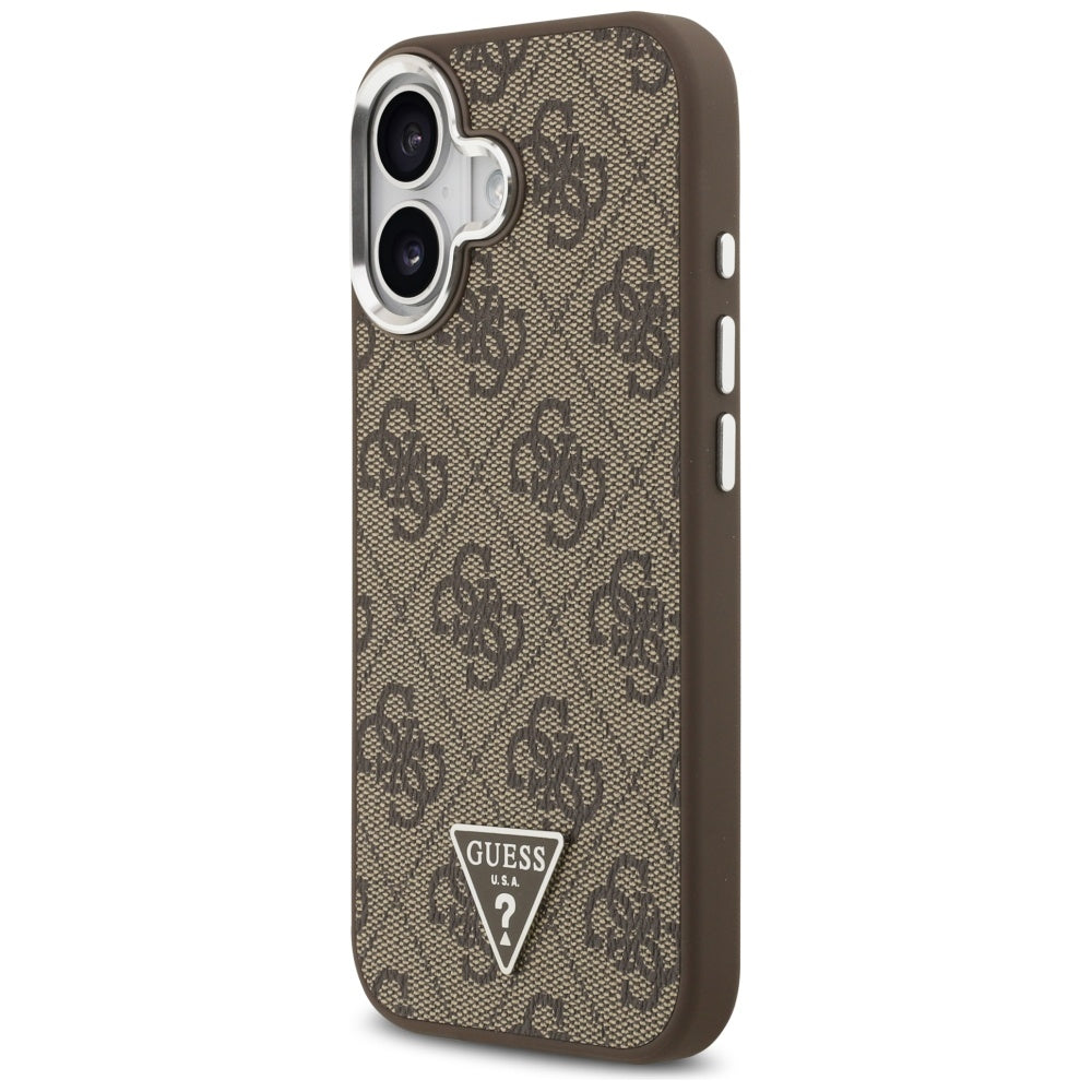 Etui MagSafe dla Apple iPhone 17, Guess, 4G Triangle Logo, Brązowo-Srebrne
