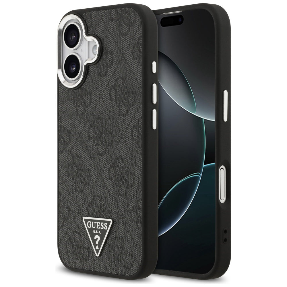Etui MagSafe dla Apple iPhone 17, Guess, 4G Triangle Logo, Czarne Srebrne