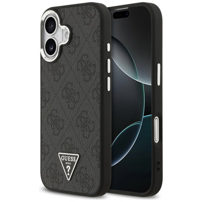 Etui MagSafe dla Apple iPhone 17, Guess, 4G Triangle Logo, Czarne Srebrne