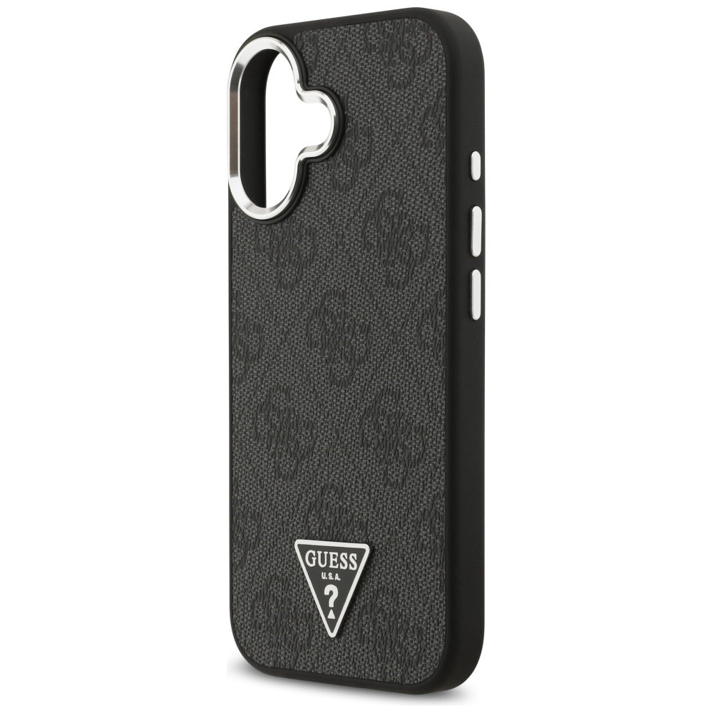 Etui MagSafe dla Apple iPhone 17, Guess, 4G Triangle Logo, Czarne Srebrne