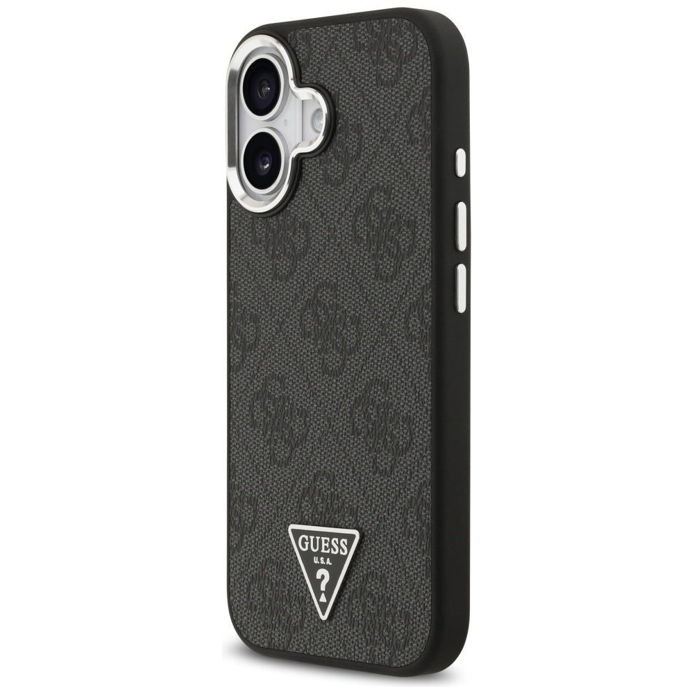 Etui MagSafe dla Apple iPhone 17, Guess, 4G Triangle Logo, Czarne Srebrne