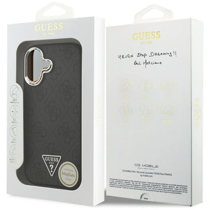 Etui MagSafe dla Apple iPhone 17, Guess, 4G Triangle Logo, Czarne Srebrne