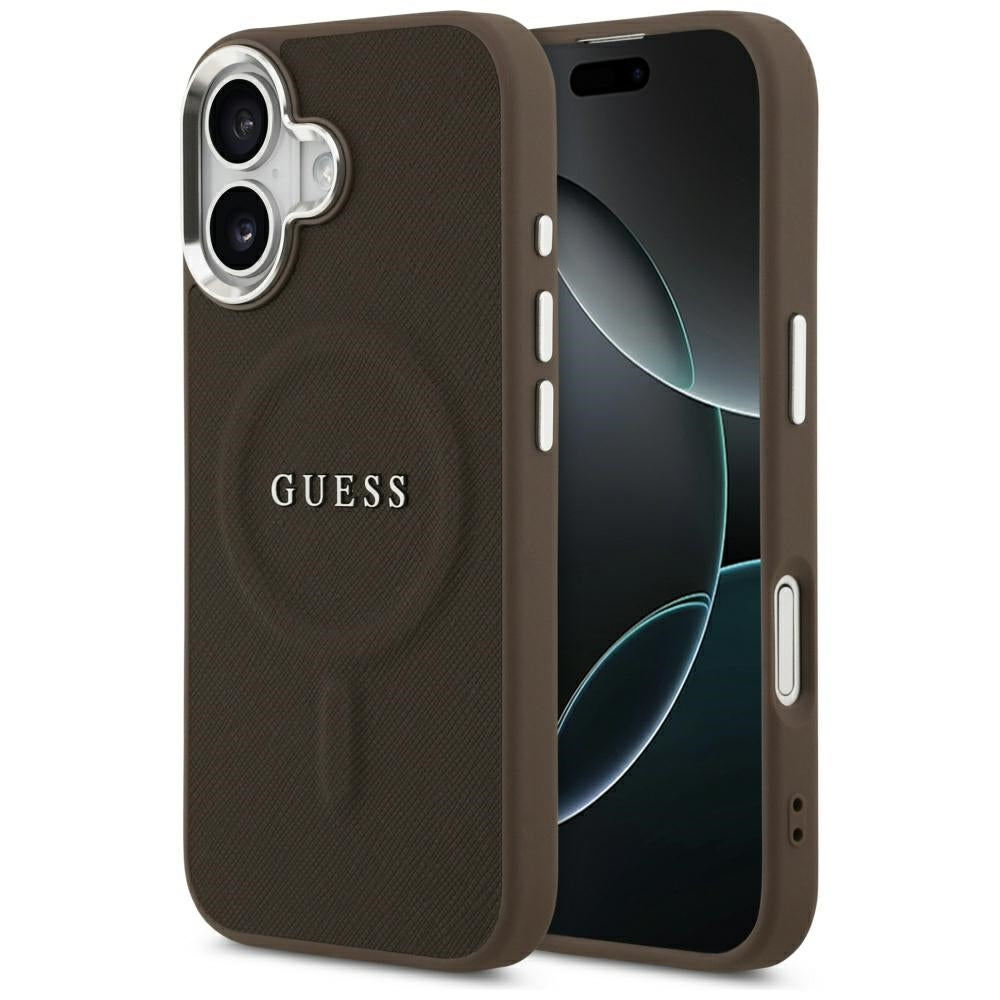 Etui MagSafe dla Apple iPhone 17, Guess, Classic Logo, Brązowy