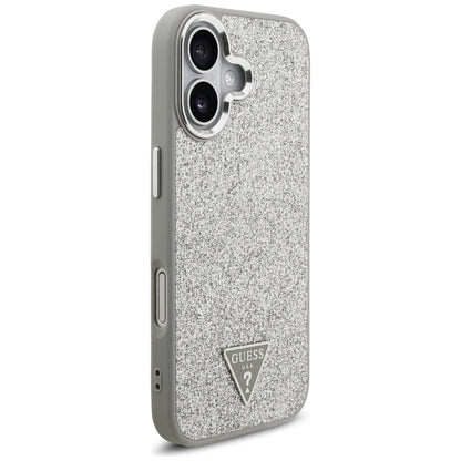 Etui MagSafe dla Apple iPhone 17, Guess, Glitter Triangle Logo, Srebrne