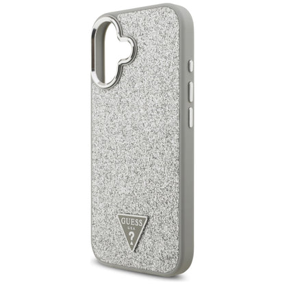 Etui MagSafe dla Apple iPhone 17, Guess, Glitter Triangle Logo, Srebrne