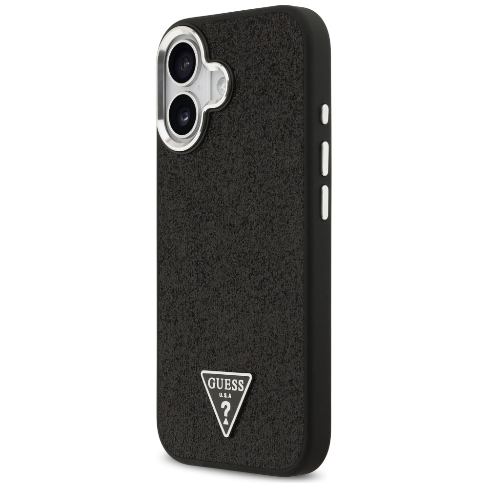 Etui MagSafe dla Apple iPhone 17, Guess, Glitter Triangle Logo, Czarne