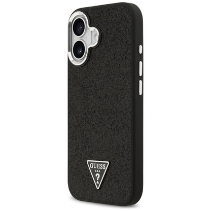 Etui MagSafe dla Apple iPhone 17, Guess, Glitter Triangle Logo, Czarne