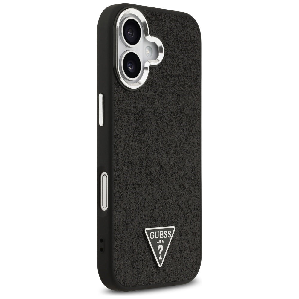 Etui MagSafe dla Apple iPhone 17, Guess, Glitter Triangle Logo, Czarne