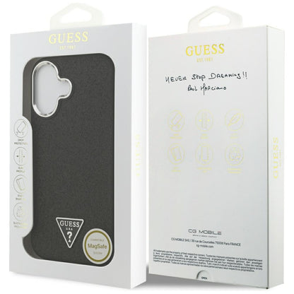 Etui MagSafe dla Apple iPhone 17, Guess, Glitter Triangle Logo, Czarne
