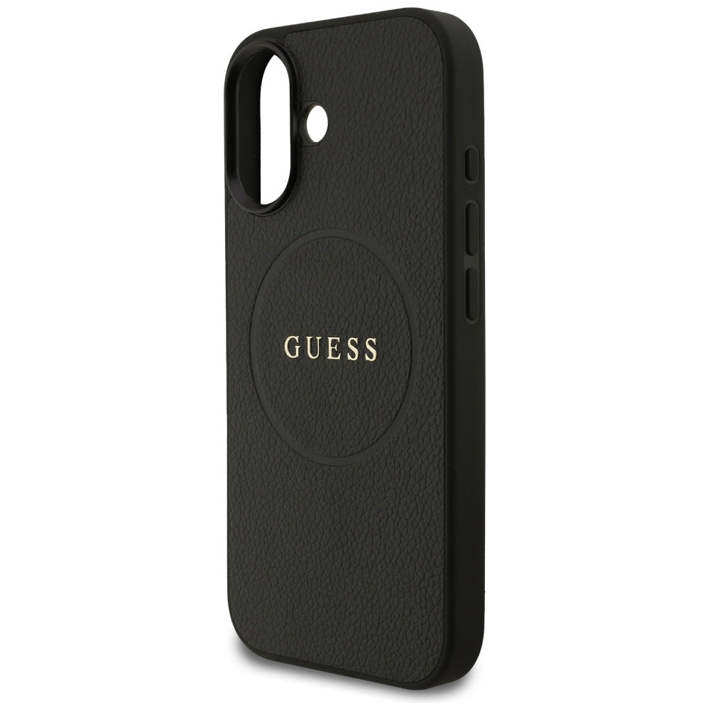 Etui MagSafe dla Apple iPhone 17, Guess, Grained Gold Ring, Czarne