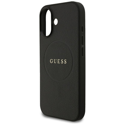 Etui MagSafe dla Apple iPhone 17, Guess, Grained Gold Ring, Czarne