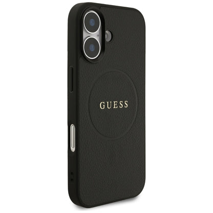 Etui MagSafe dla Apple iPhone 17, Guess, Grained Gold Ring, Czarne