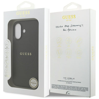 Etui MagSafe dla Apple iPhone 17, Guess, Grained Gold Ring, Czarne