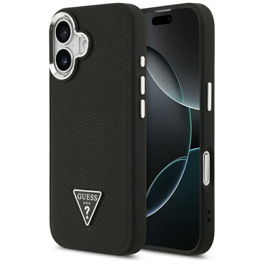 Etui MagSafe dla Apple iPhone 17, Guess, Grained Triangle Logo, Czarne