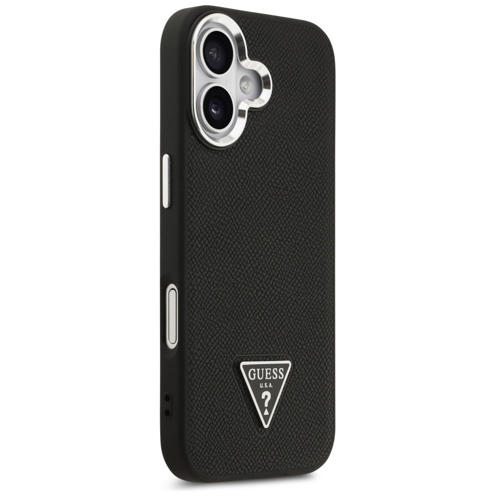 Etui MagSafe dla Apple iPhone 17, Guess, Grained Triangle Logo, Czarne