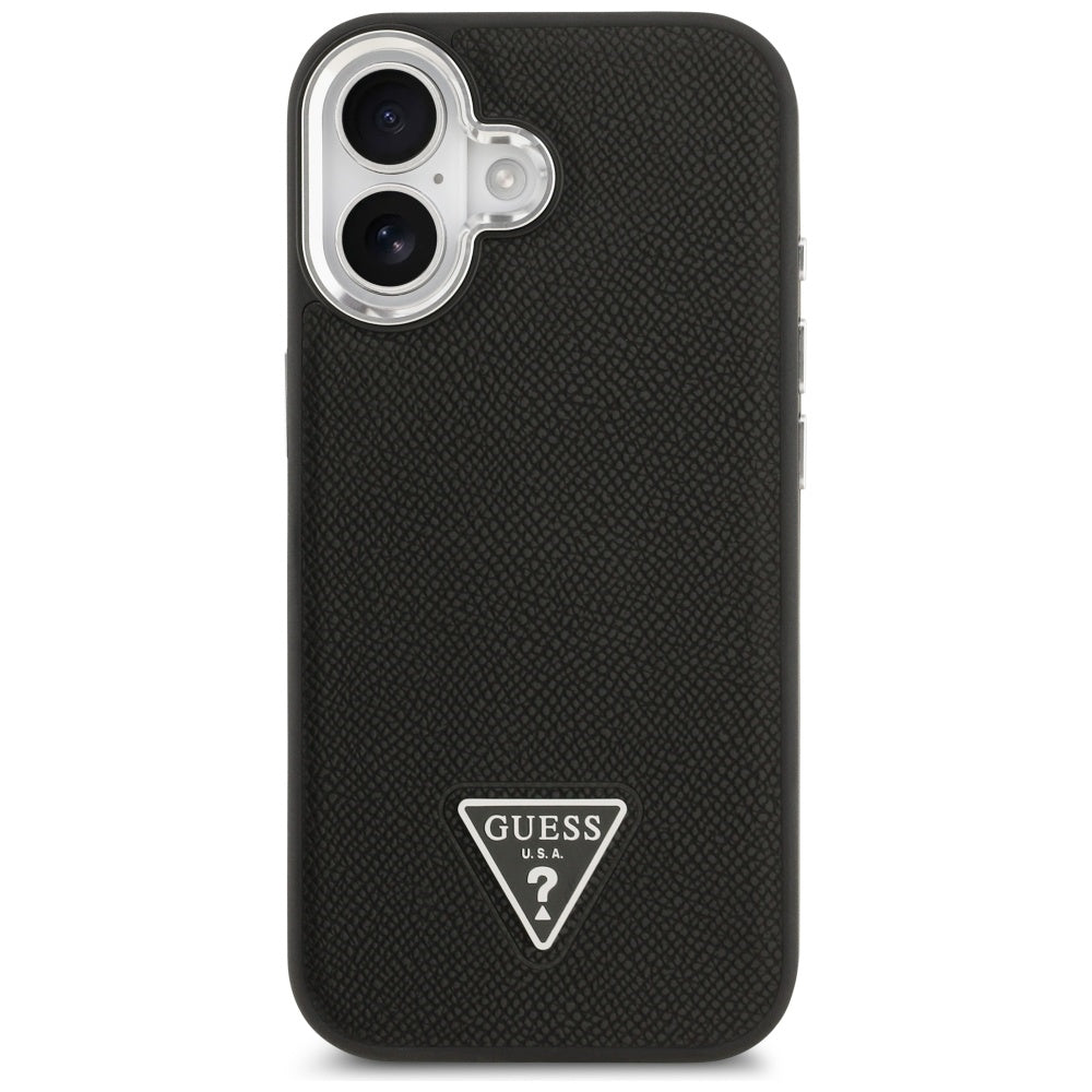 Etui MagSafe dla Apple iPhone 17, Guess, Grained Triangle Logo, Czarne