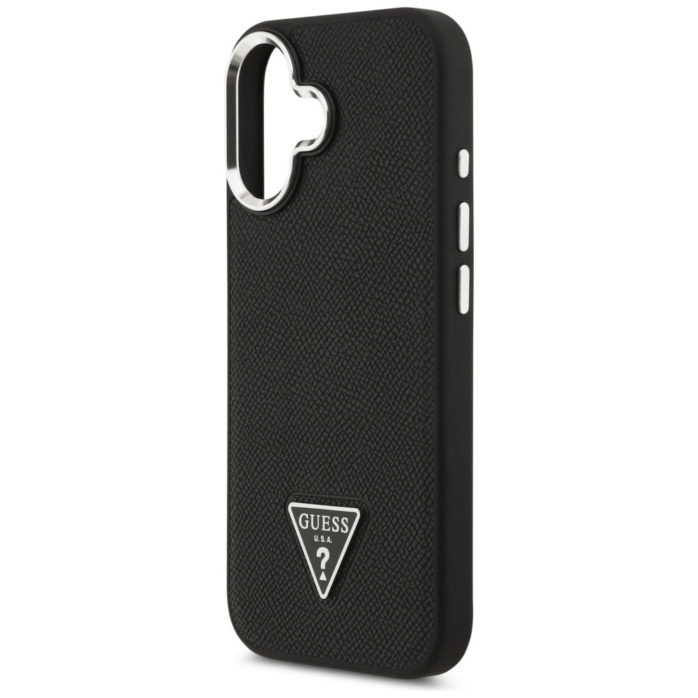 Etui MagSafe dla Apple iPhone 17, Guess, Grained Triangle Logo, Czarne