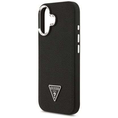 Etui MagSafe dla Apple iPhone 17, Guess, Grained Triangle Logo, Czarne