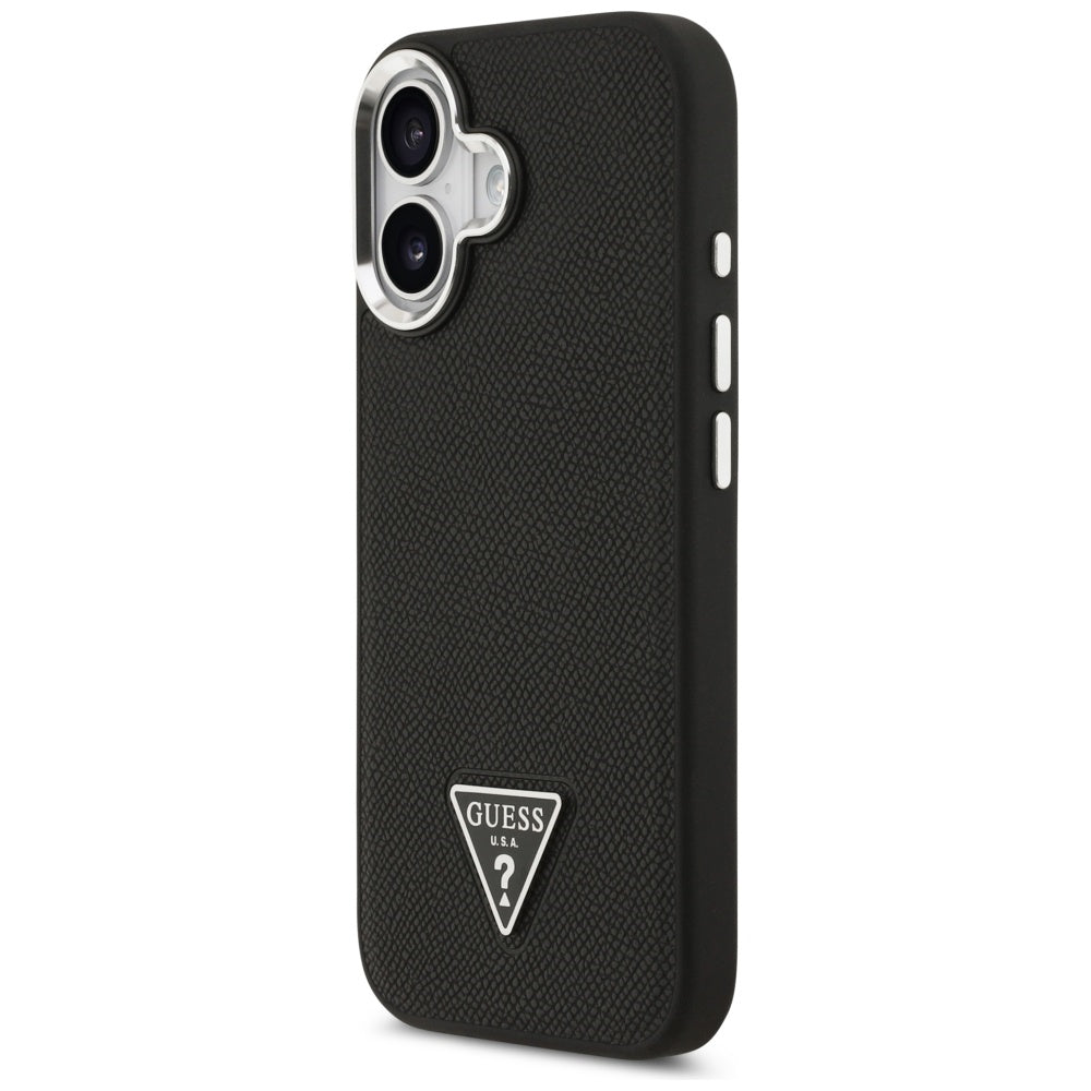 Etui MagSafe dla Apple iPhone 17, Guess, Grained Triangle Logo, Czarne