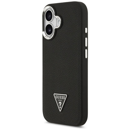 Etui MagSafe dla Apple iPhone 17, Guess, Grained Triangle Logo, Czarne