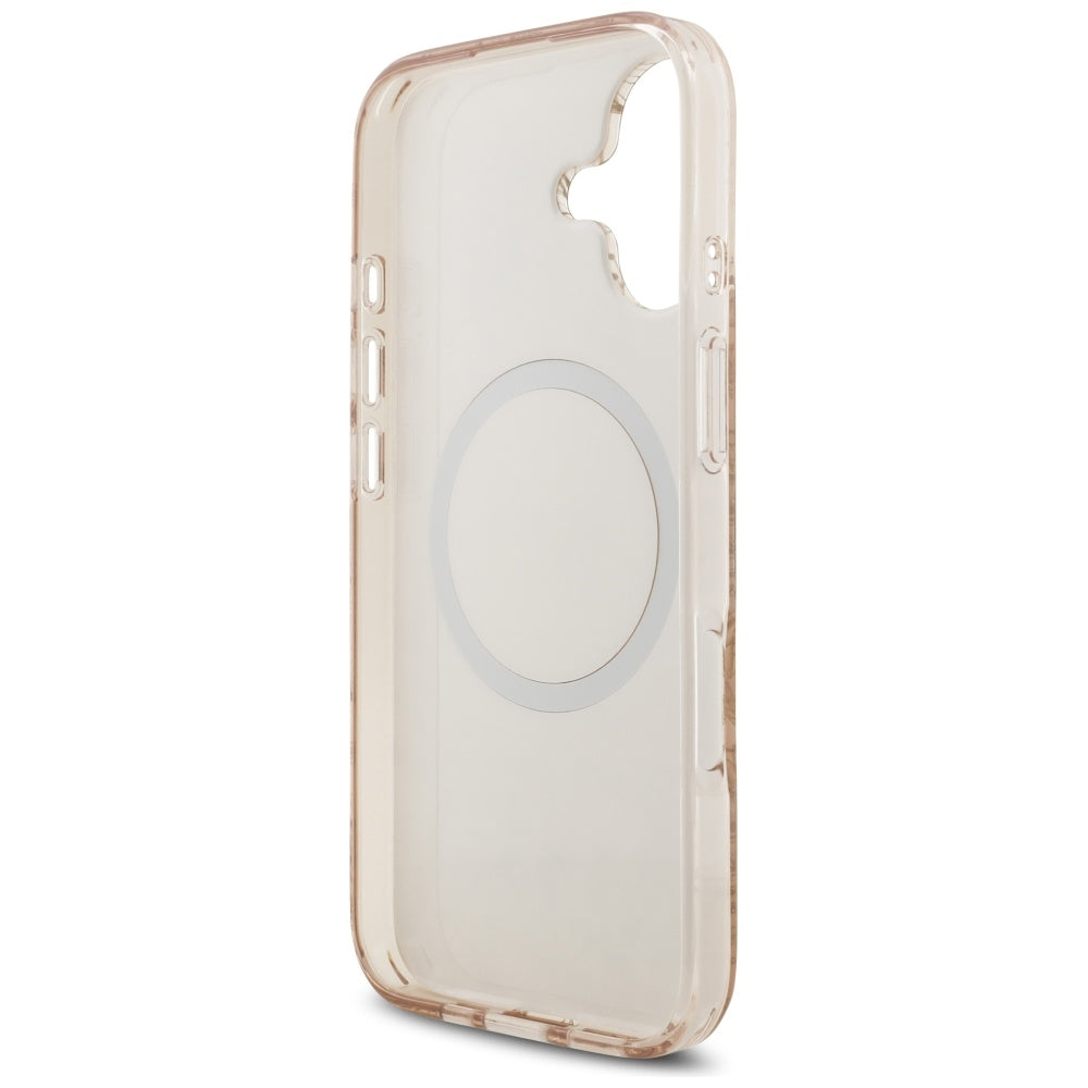 Etui MagSafe dla Apple iPhone 17, Guess, IML Flowers Allover Electroplated with Pearl Strap, Czarne