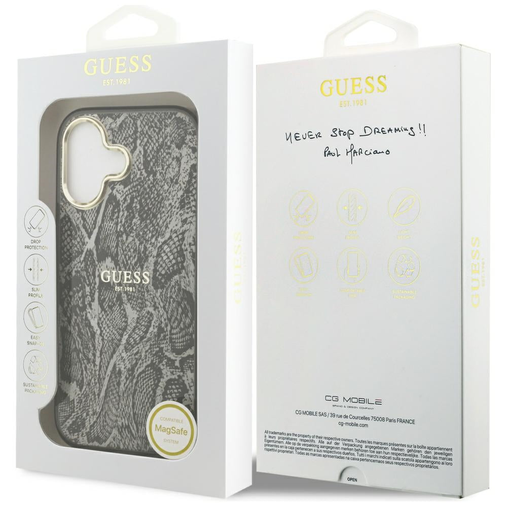 Etui MagSafe dla Apple iPhone 17, Guess, Python Pattern, Czarne