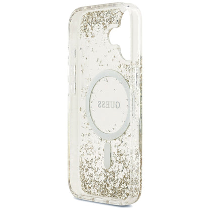 Etui MagSafe dla Apple iPhone 17, Guess, Resin Bottom Glitter, Złote