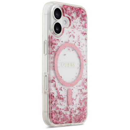 Etui MagSafe dla Apple iPhone 17, Guess, Resin Bottom Glitter, Różowy