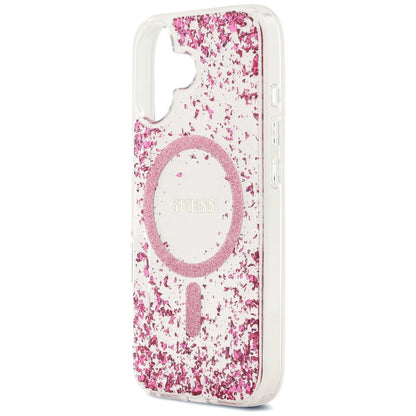 Etui MagSafe dla Apple iPhone 17, Guess, Resin Bottom Glitter, Różowy