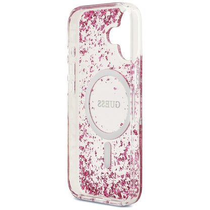 Etui MagSafe dla Apple iPhone 17, Guess, Resin Bottom Glitter, Różowy