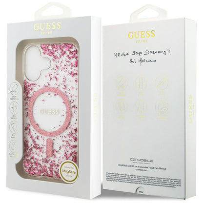 Etui MagSafe dla Apple iPhone 17, Guess, Resin Bottom Glitter, Różowy