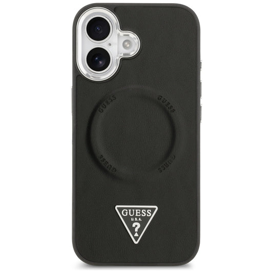 Etui MagSafe dla Apple iPhone 17, Guess, Triangle Logo, Czarne Srebrne
