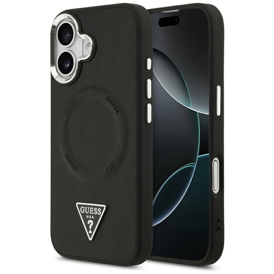 Etui MagSafe dla Apple iPhone 17, Guess, Triangle Logo, Czarne Srebrne