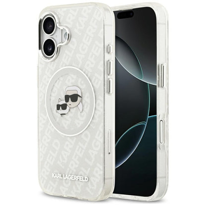 Etui MagSafe dla Apple iPhone 17, Karl Lagerfeld, IML Glitter Karl & Choupette`s Heads, Szare